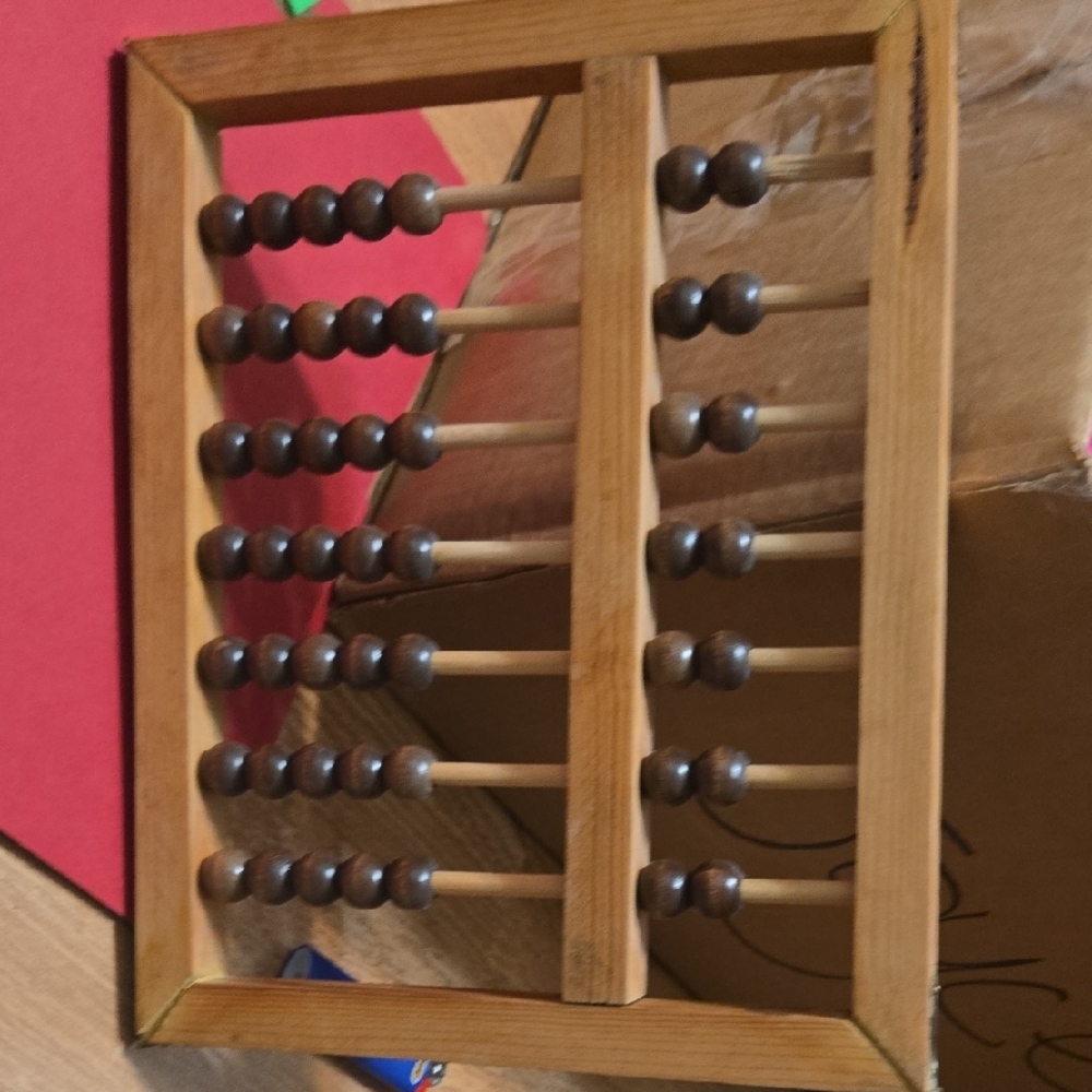 Vintage Chinese Wooden Abacus with Brown Wooden Beads